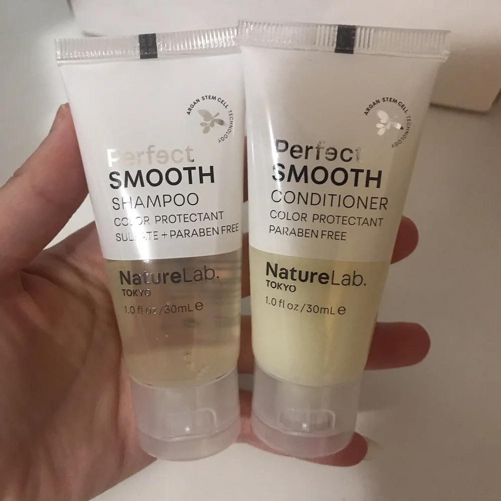 Nature Lab Tokyo Perfect Smooth Shampoo & Conditioner Lot Set Travel Size 1oz